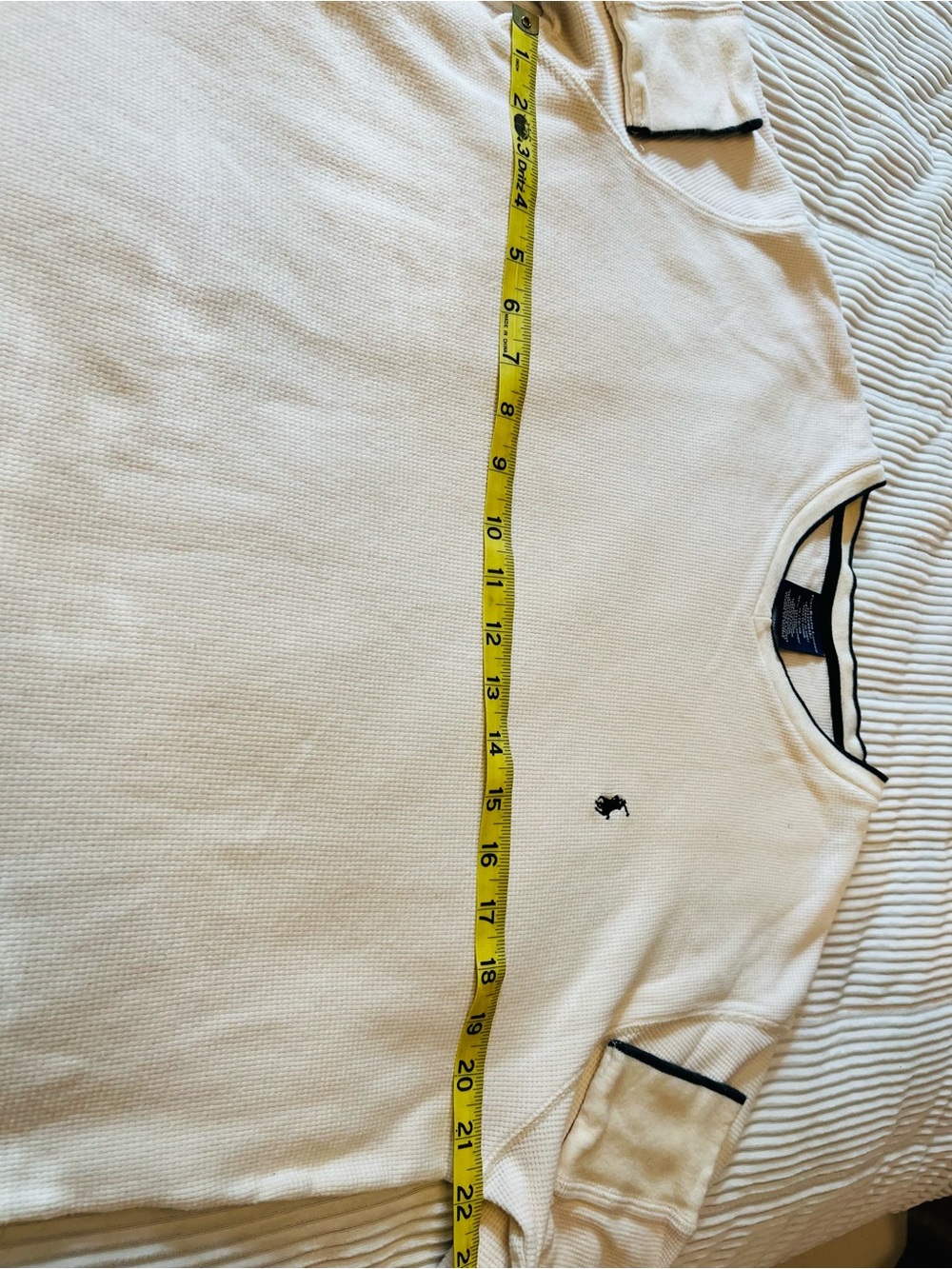 Polo by Ralph Lauren Men's Cream V-Neck Cotton Sleepwear or Steetwear Crewneck - Picture 5 of 6